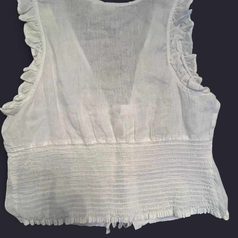 Joie White V-Neck Blouse with Tie Detail - Picture 2 of 7